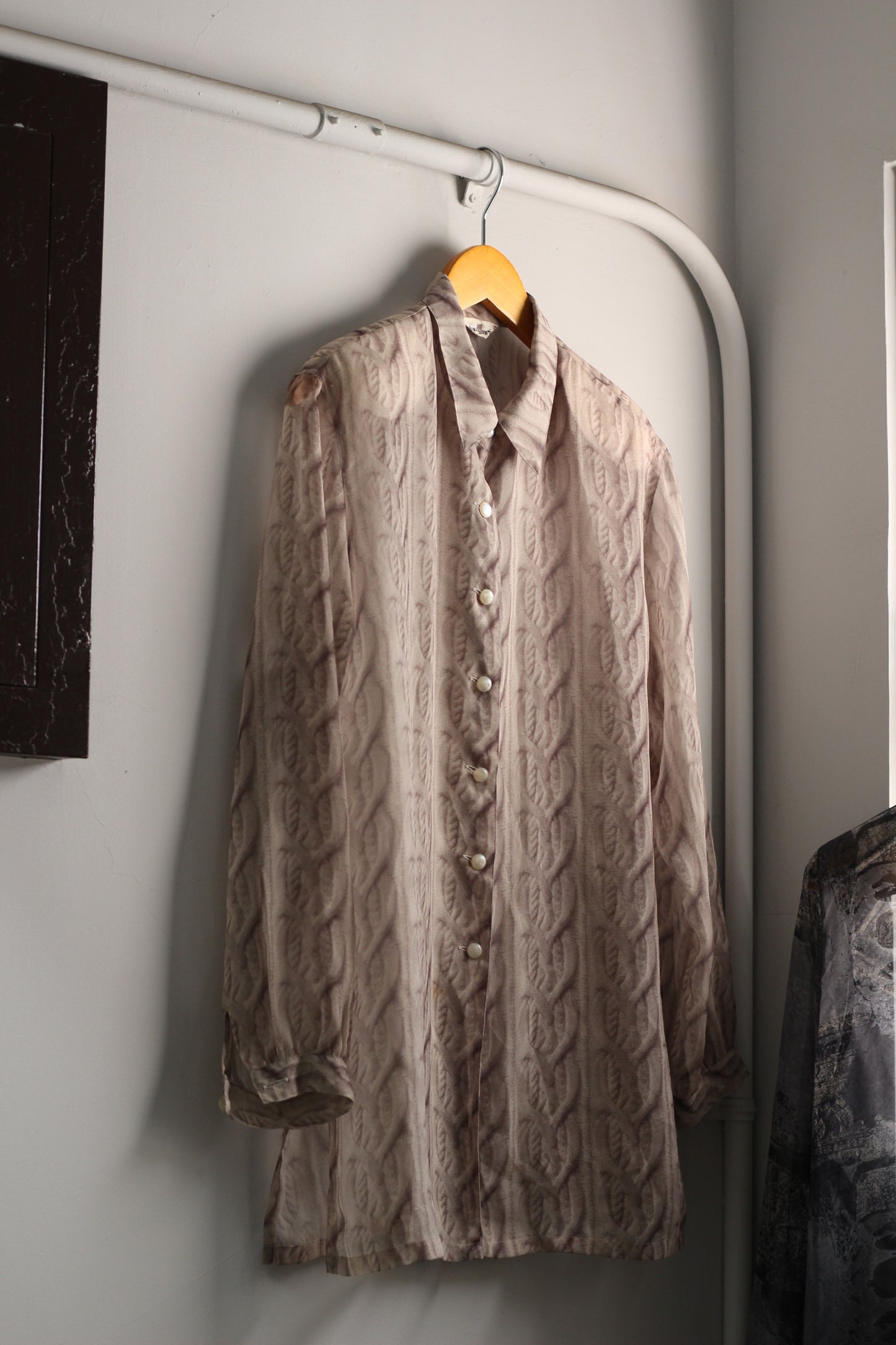 Vintage Sheer Design Long Sleeve Blouse x3点