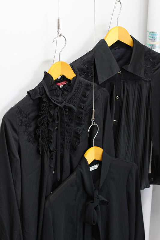 Vintage Black Long Sleeve Blouse x4点