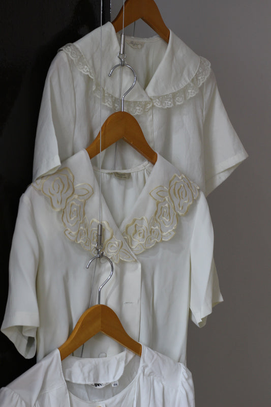 Vintage White Short Sleeve Blouse x6点