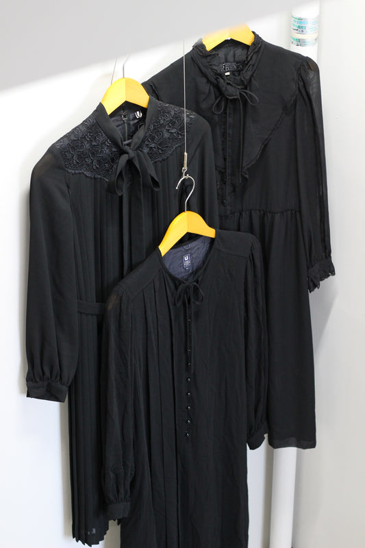 Vintage Black Long Sleeve One-Piece x5点