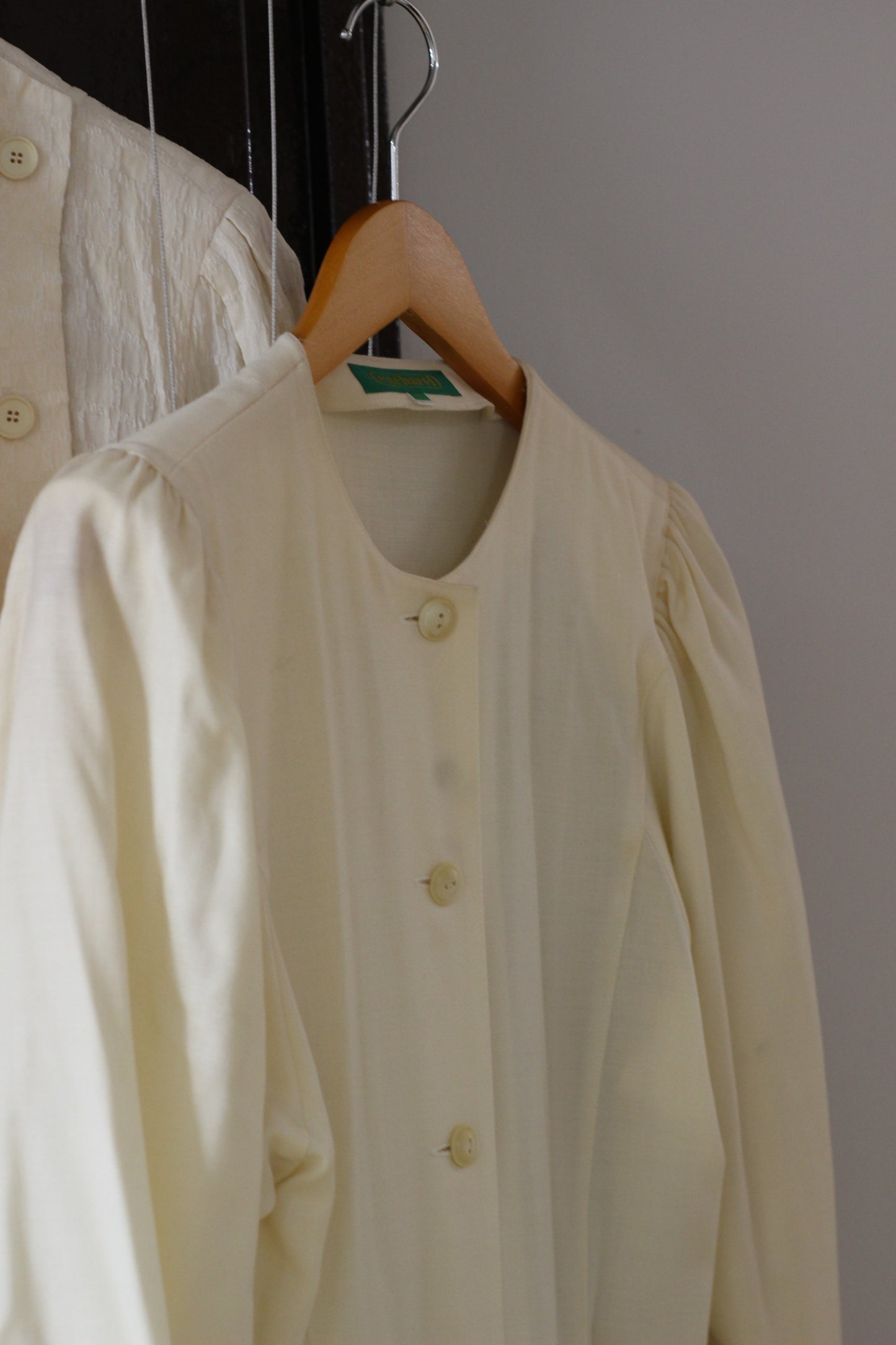 Vintage White Beige Long Sleeve One-Piece x3点