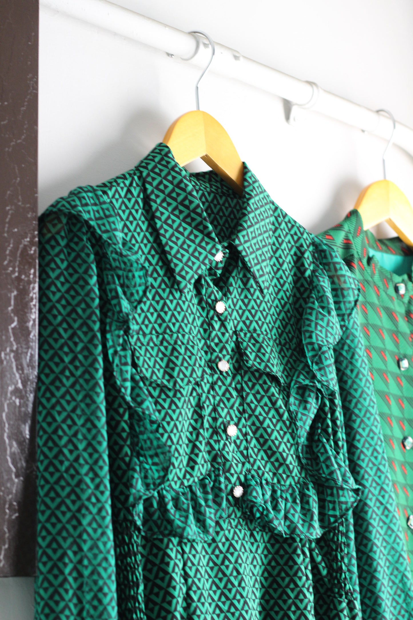 Vintage Green Design Long Sleeve One-Piece x2点