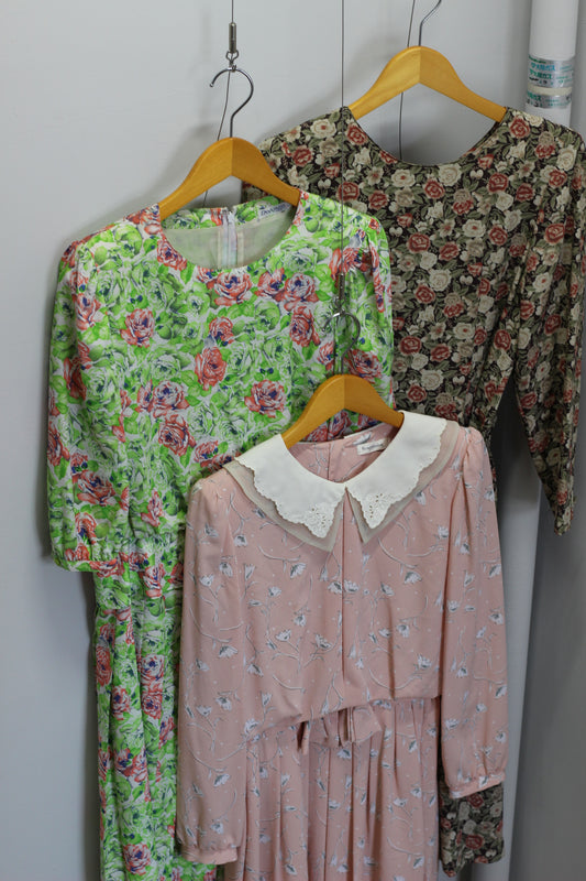 Vintage Flower Long Sleeve One-Piece x5点