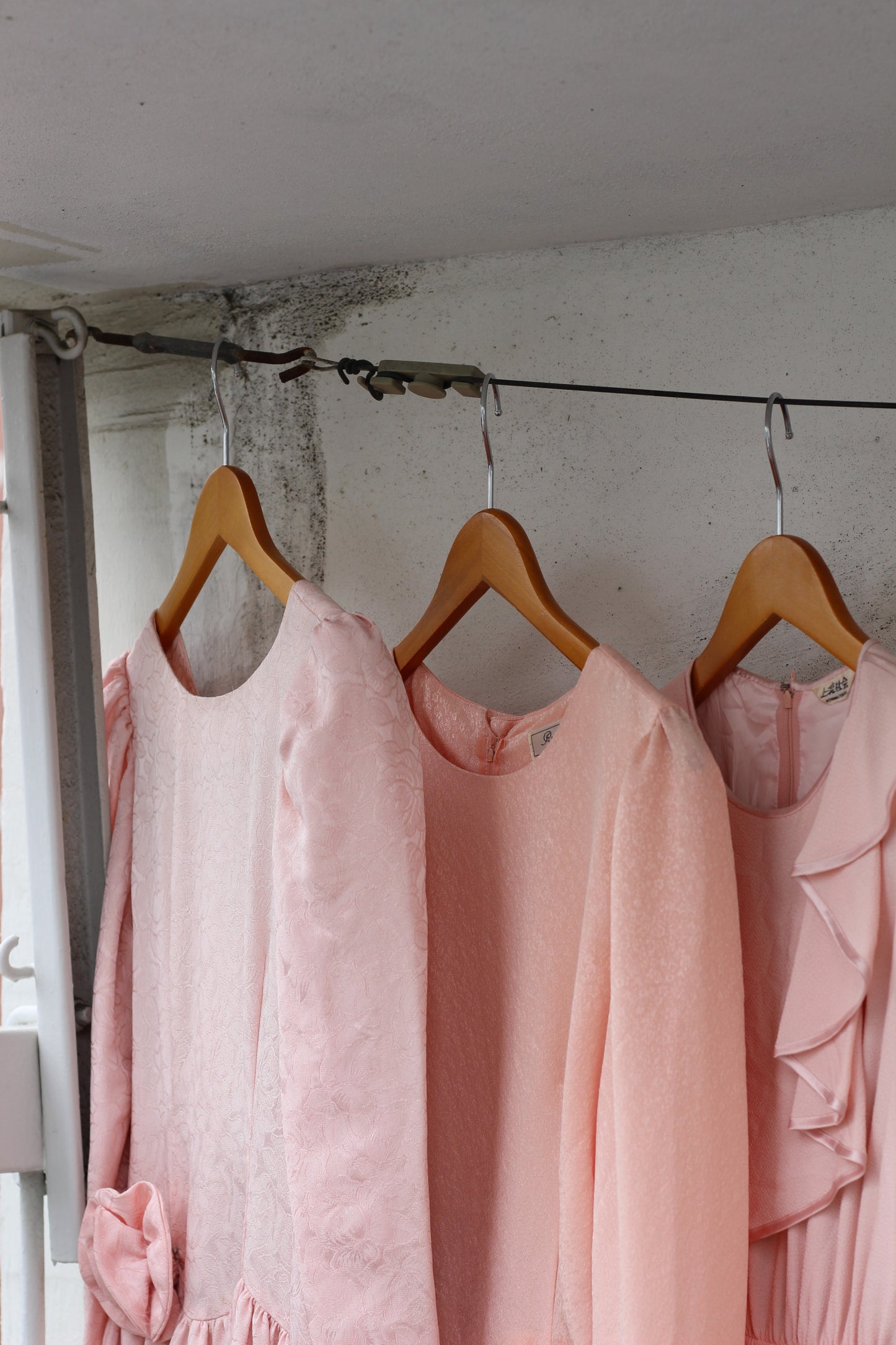 Vintage Pink Color Long Sleeve One-Piece x4点
