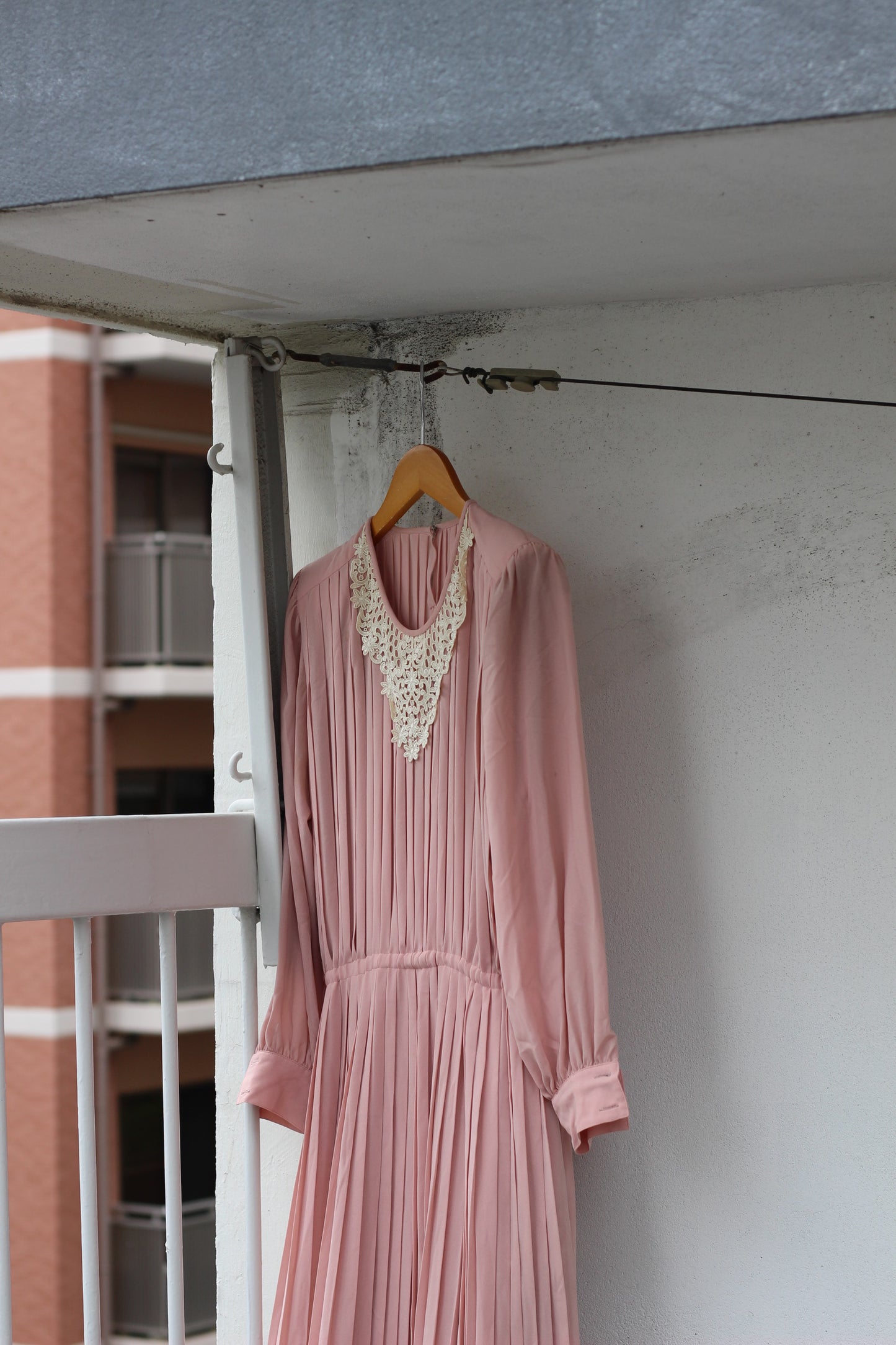 Vintage Pink Color Long Sleeve One-Piece x4点