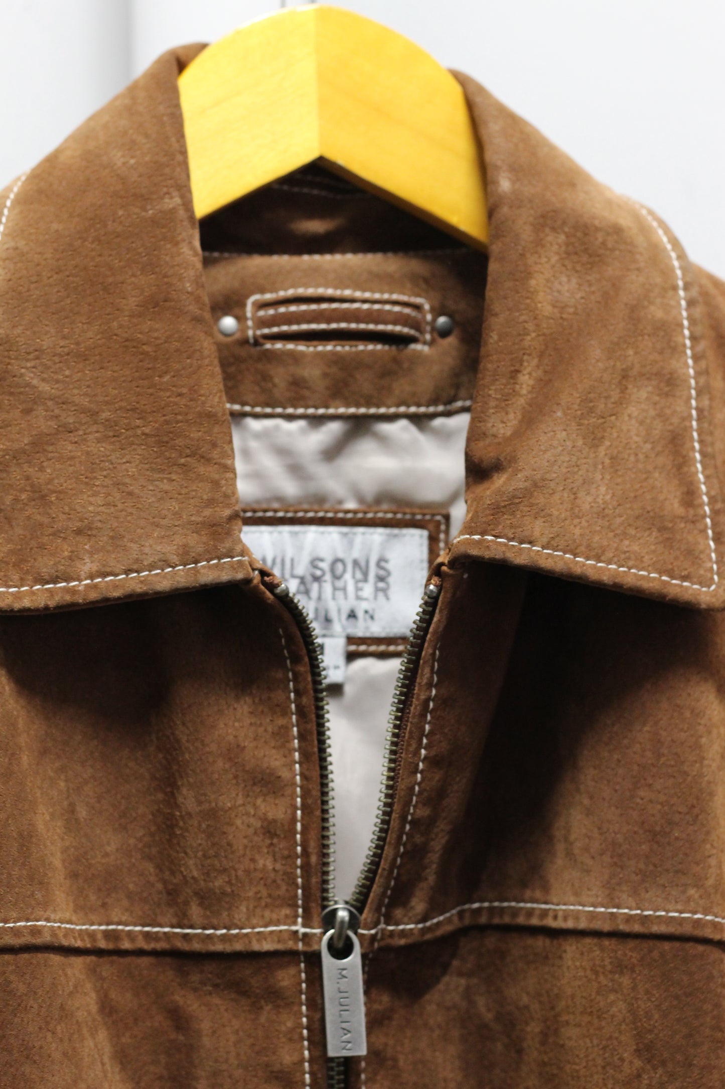 Men's Vintage Zip-Up Suede Brown Leather Short Jacket x2点