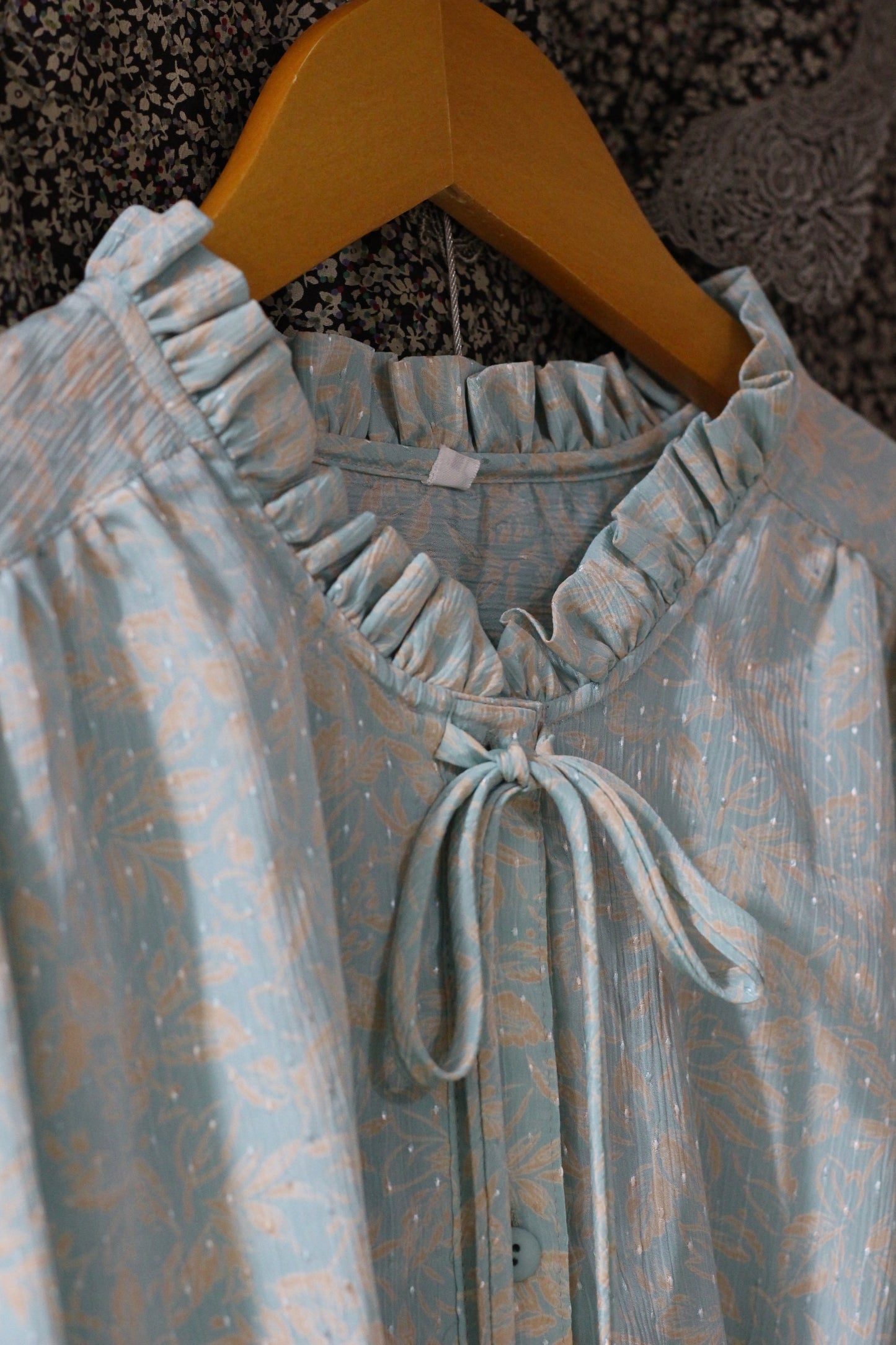 Vintage Small Flower Long Sleeve Blouse x4点