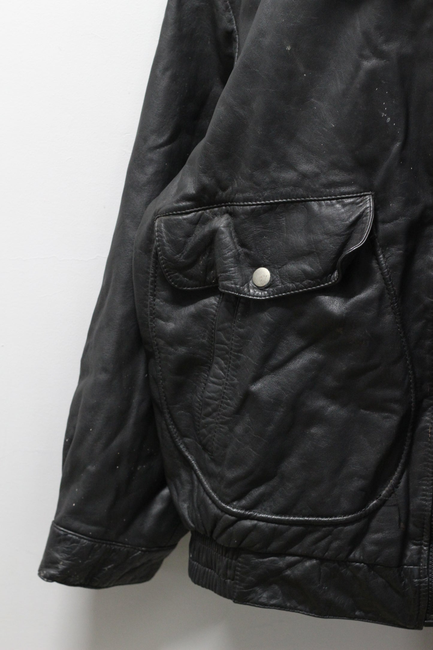 Men's Vintage Zip-Up 4Pocket Leather Short Jacket x2点