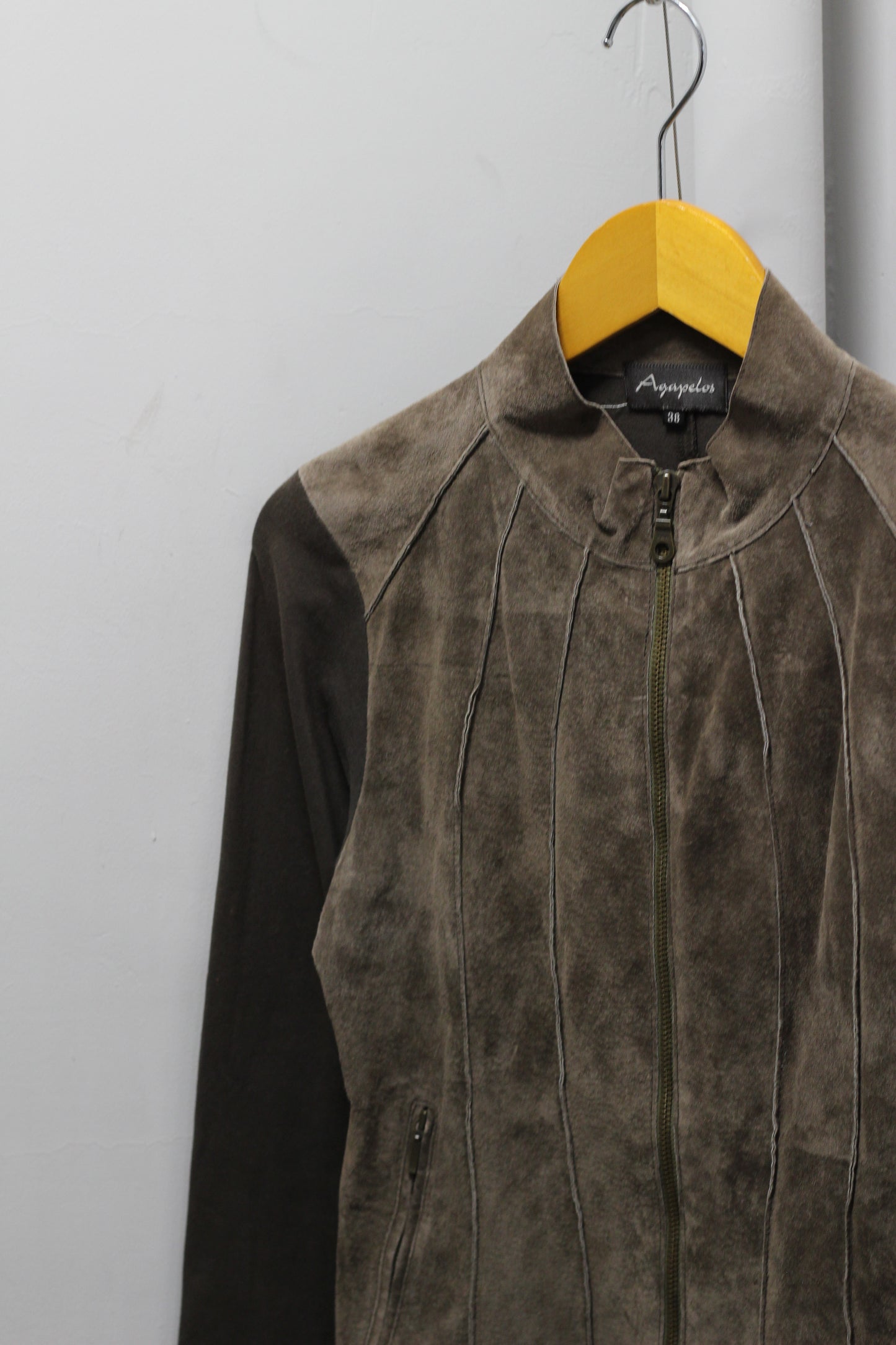Y2K style Women's Vintage Pigskin Leather Docking Design Short Jacket x2点