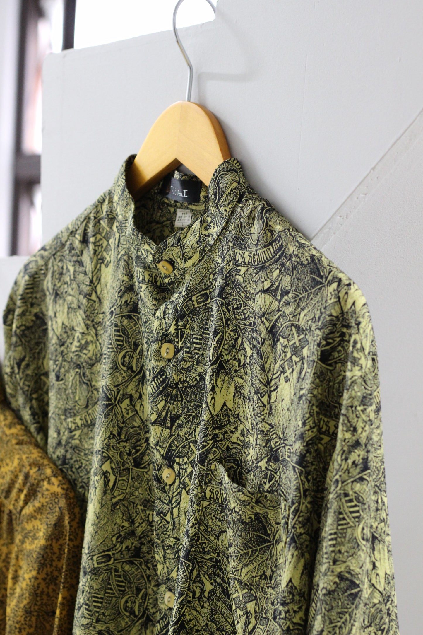 Vintage Yellow Black Design Long Sleeve Blouse x3点
