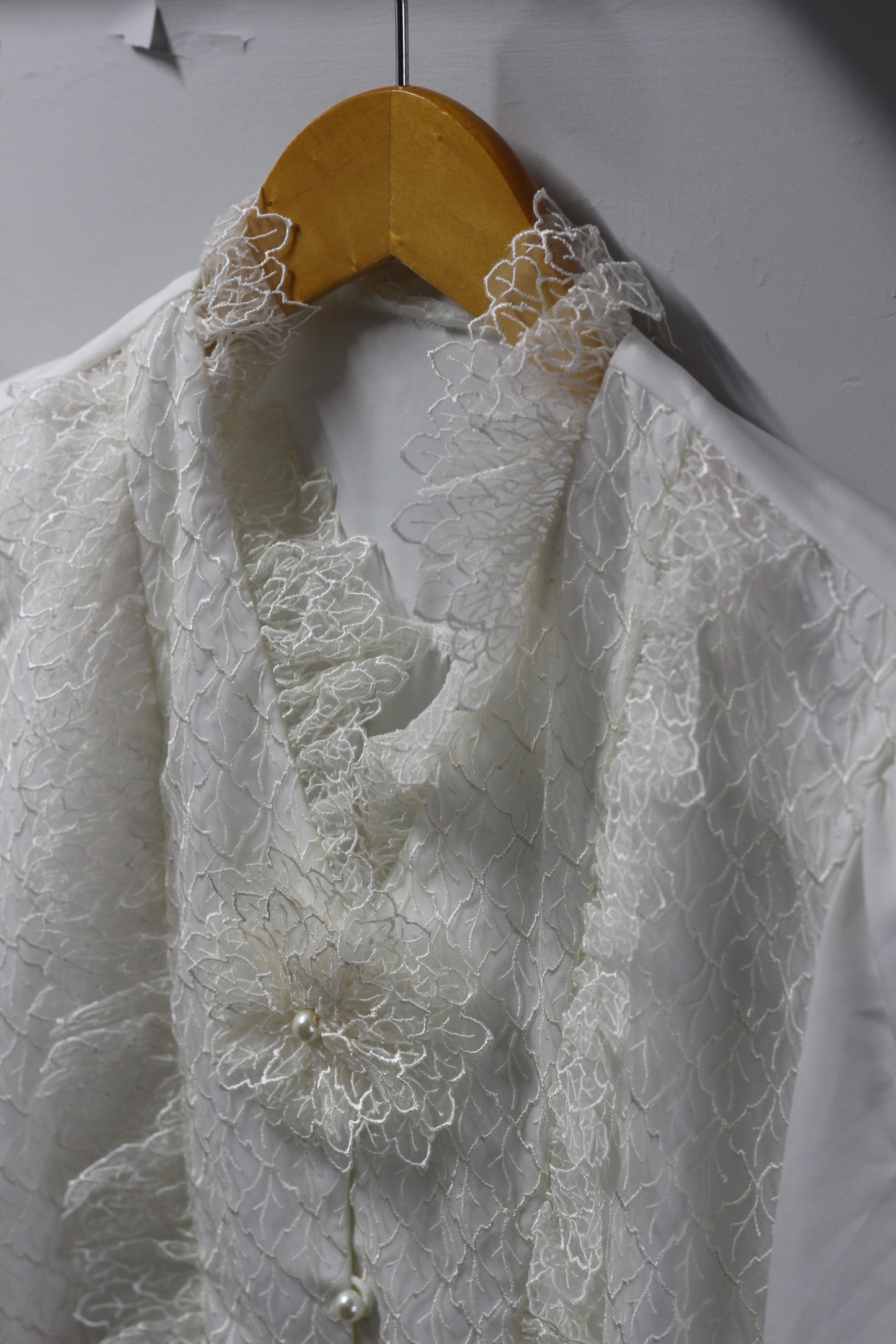 Vintage White Ruffle Lace Long Sleeve Blouse x5点
