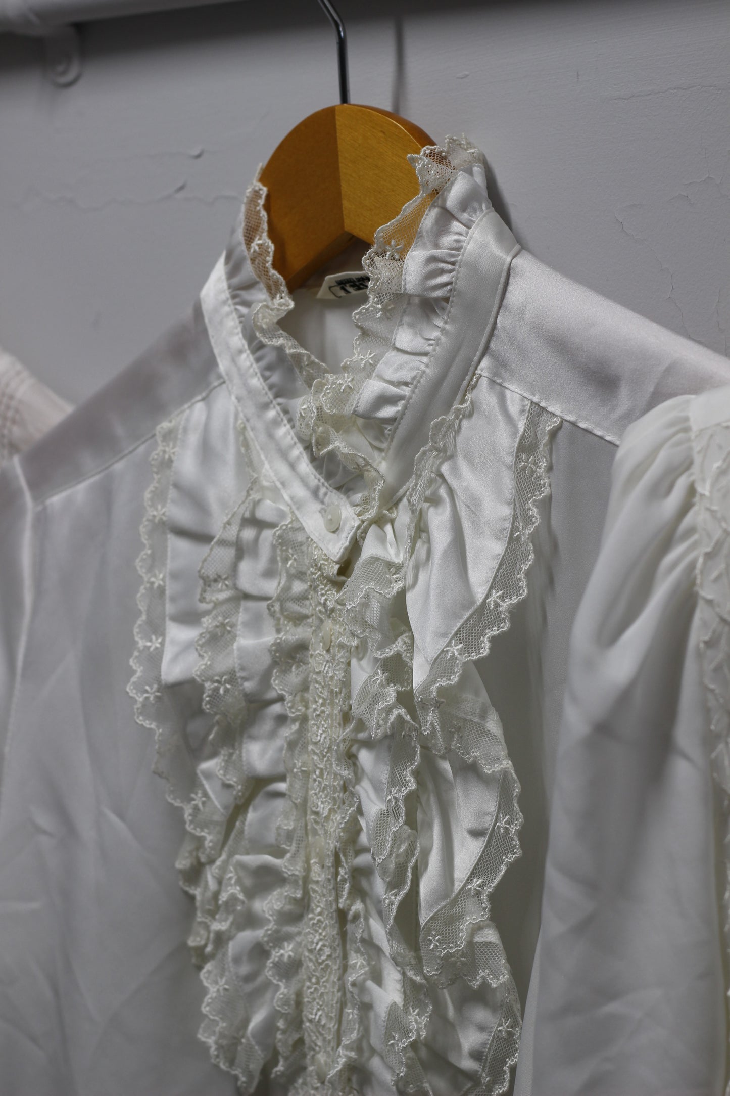 Vintage White Ruffle Lace Long Sleeve Blouse x5点