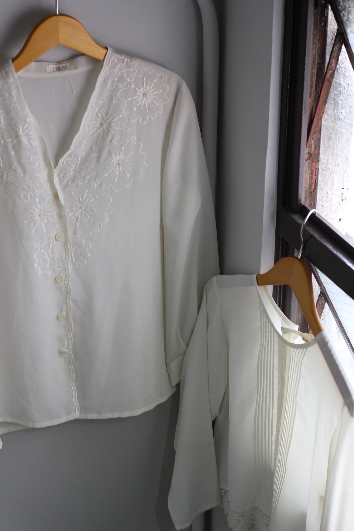 Vintage White Ruffle Lace Long Sleeve Blouse x5点