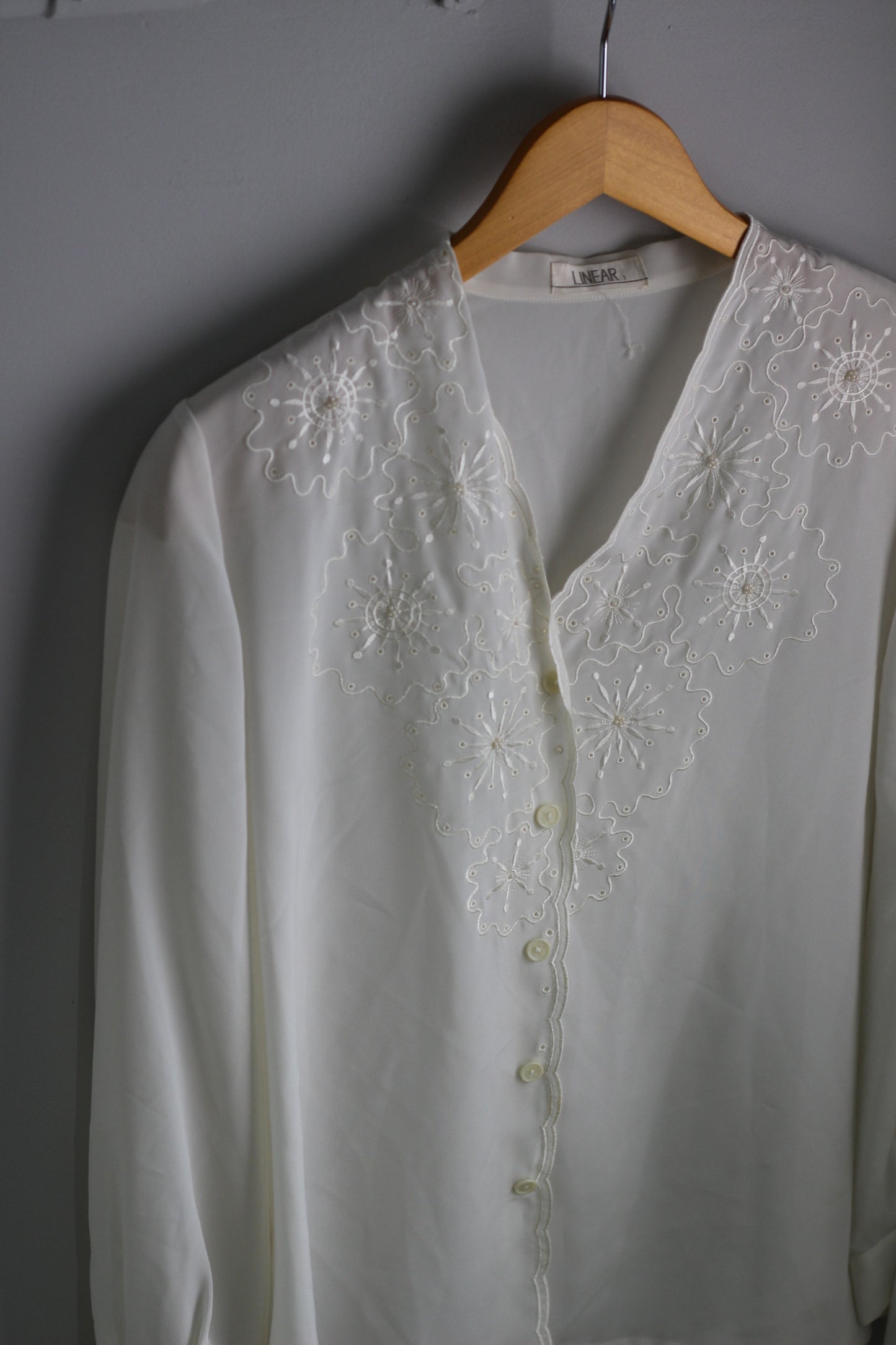 Vintage White Ruffle Lace Long Sleeve Blouse x5点