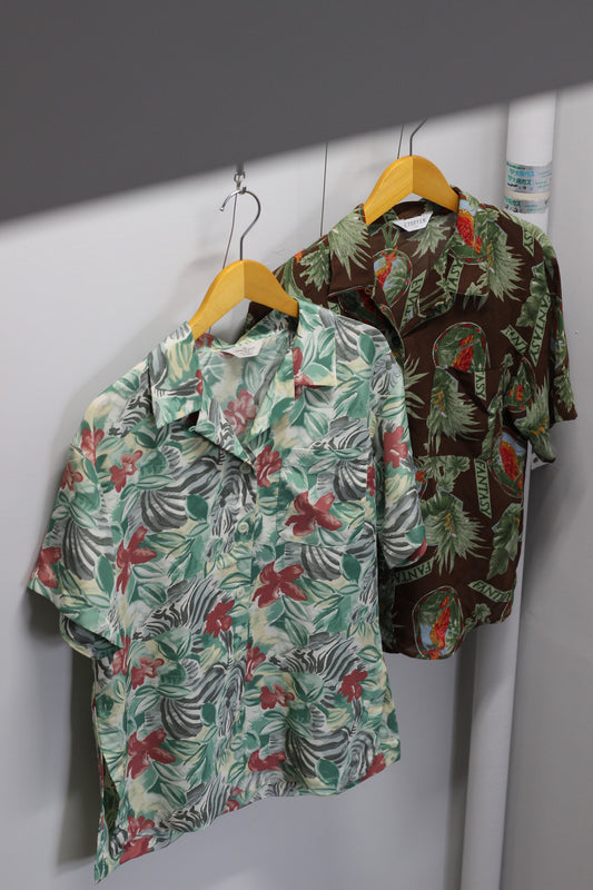 Vintage Green Design Short Sleeve Blouse x4点