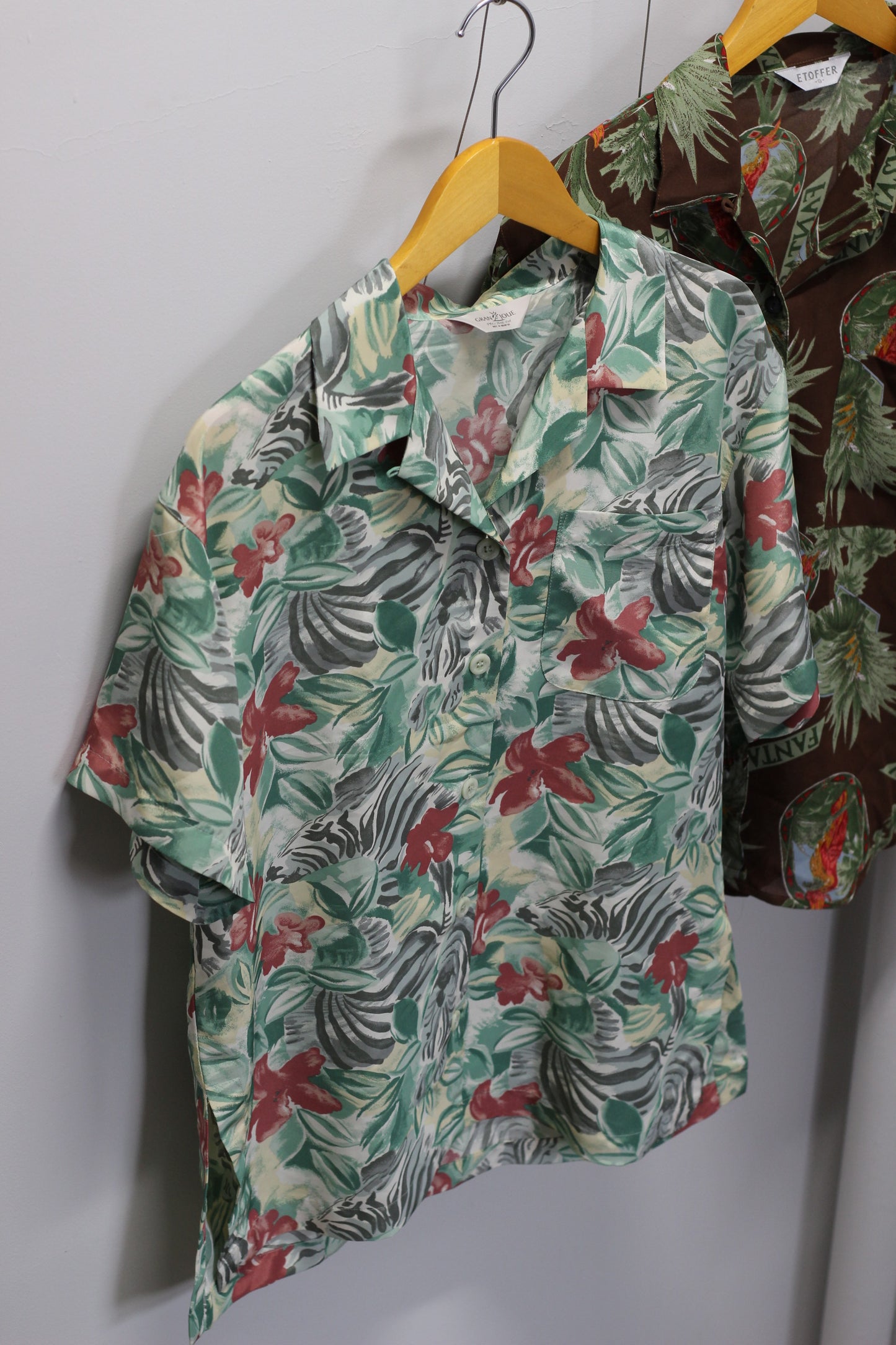 Vintage Green Design Short Sleeve Blouse x4点