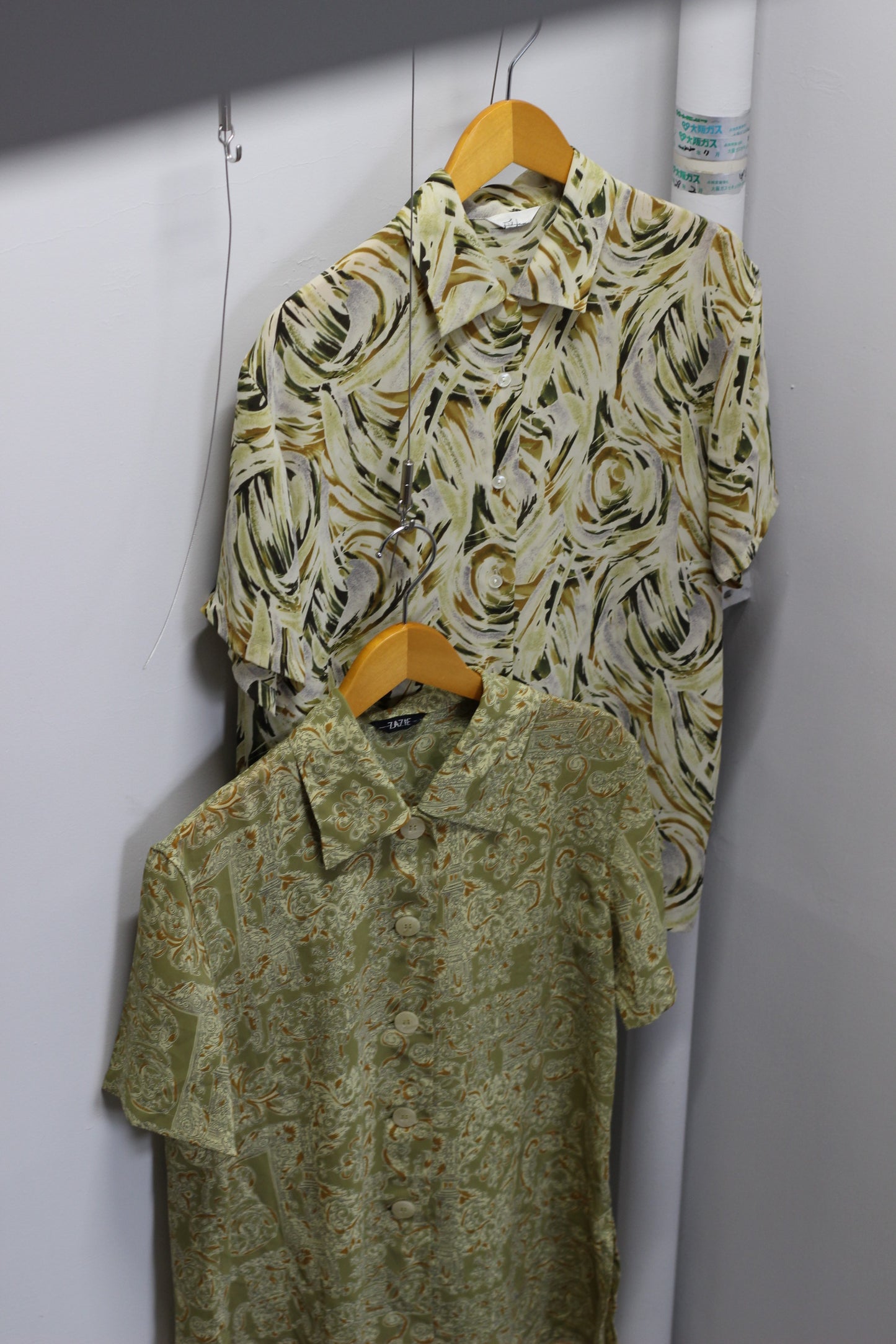 Vintage Green Design Short Sleeve Blouse x4点