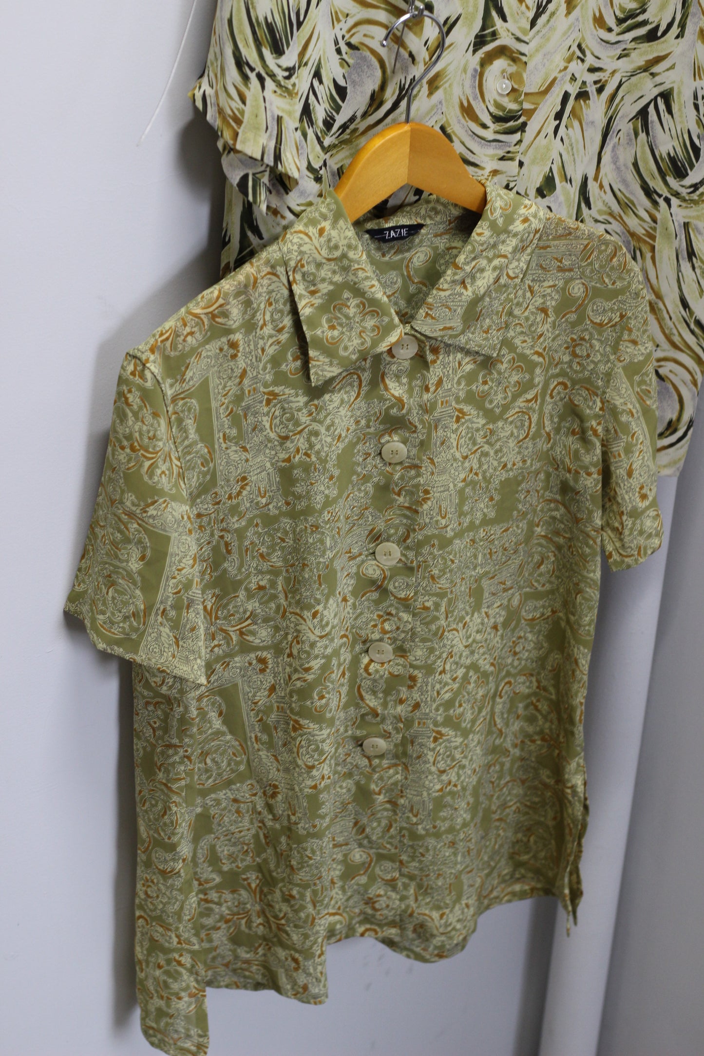 Vintage Green Design Short Sleeve Blouse x4点