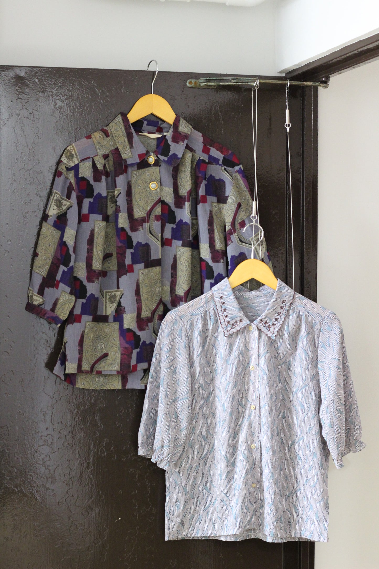 Vintage Blue Design Short Sleeve Blouse x5点