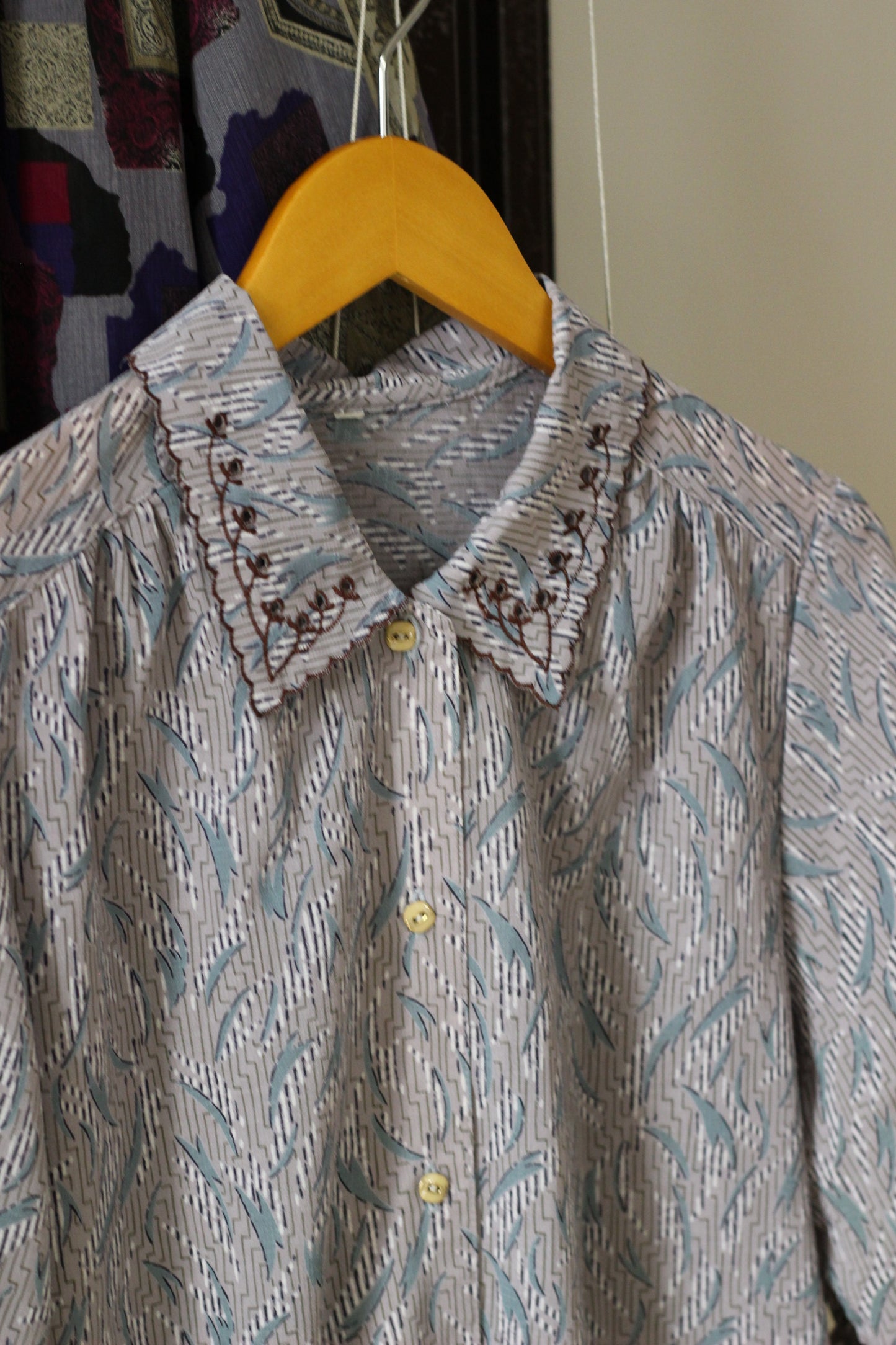 Vintage Blue Design Short Sleeve Blouse x5点