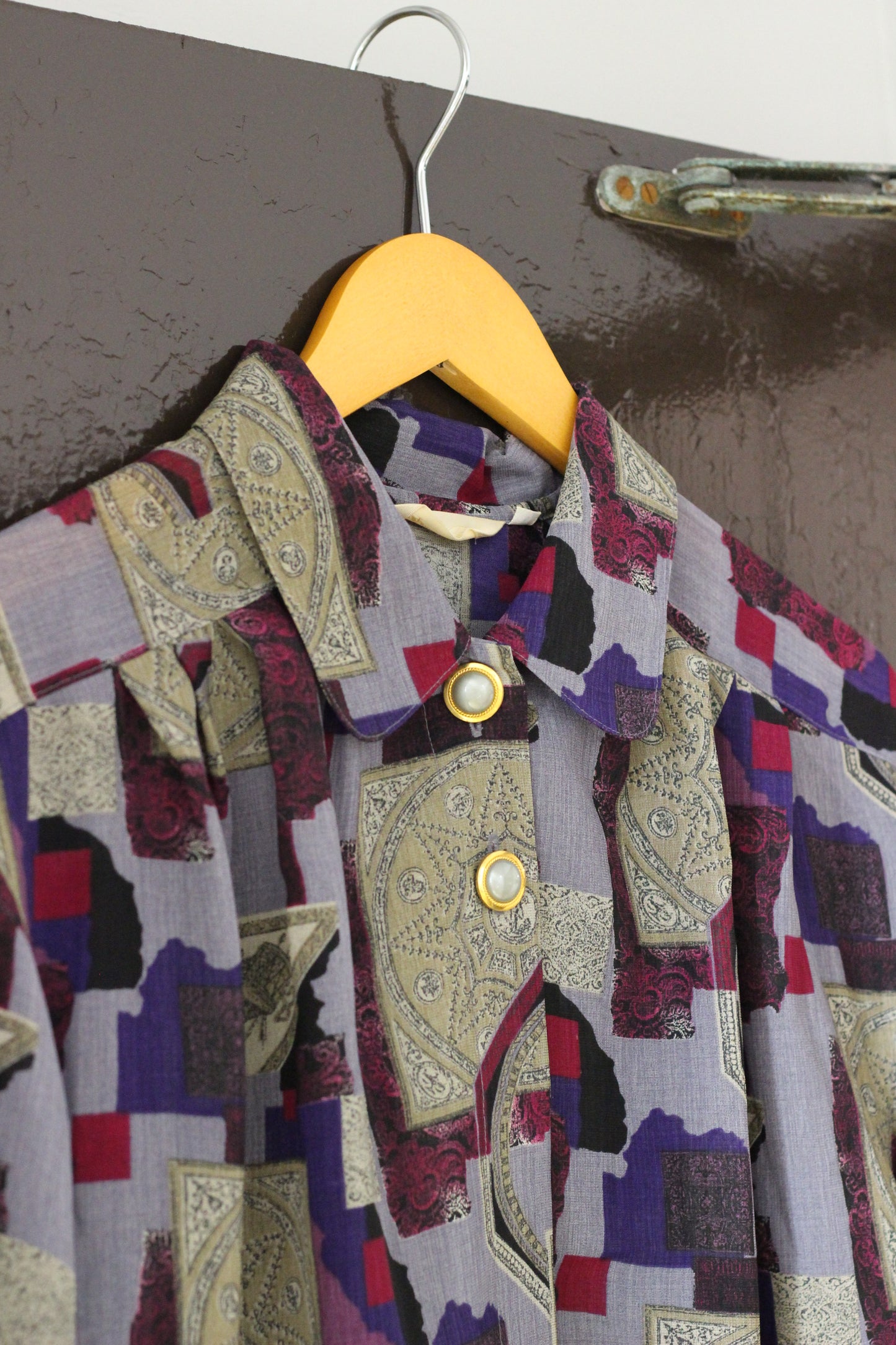 Vintage Blue Design Short Sleeve Blouse x5点