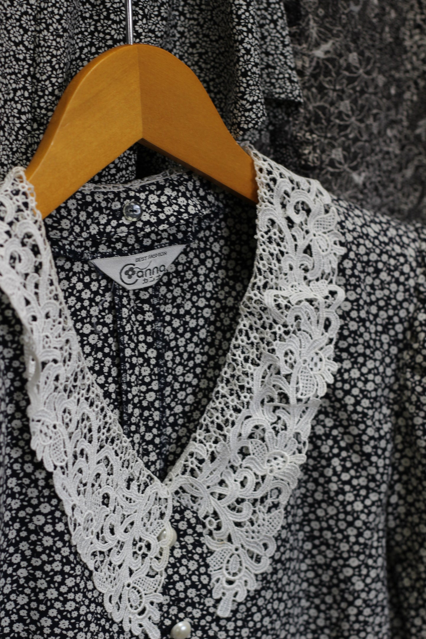 Vintage Black Flower Short Sleeve Blouse x4点