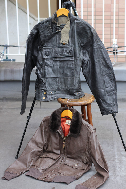 40's-50's Swedish Leather Motorcycle Jacket & G-1 Leather Jacket x2点