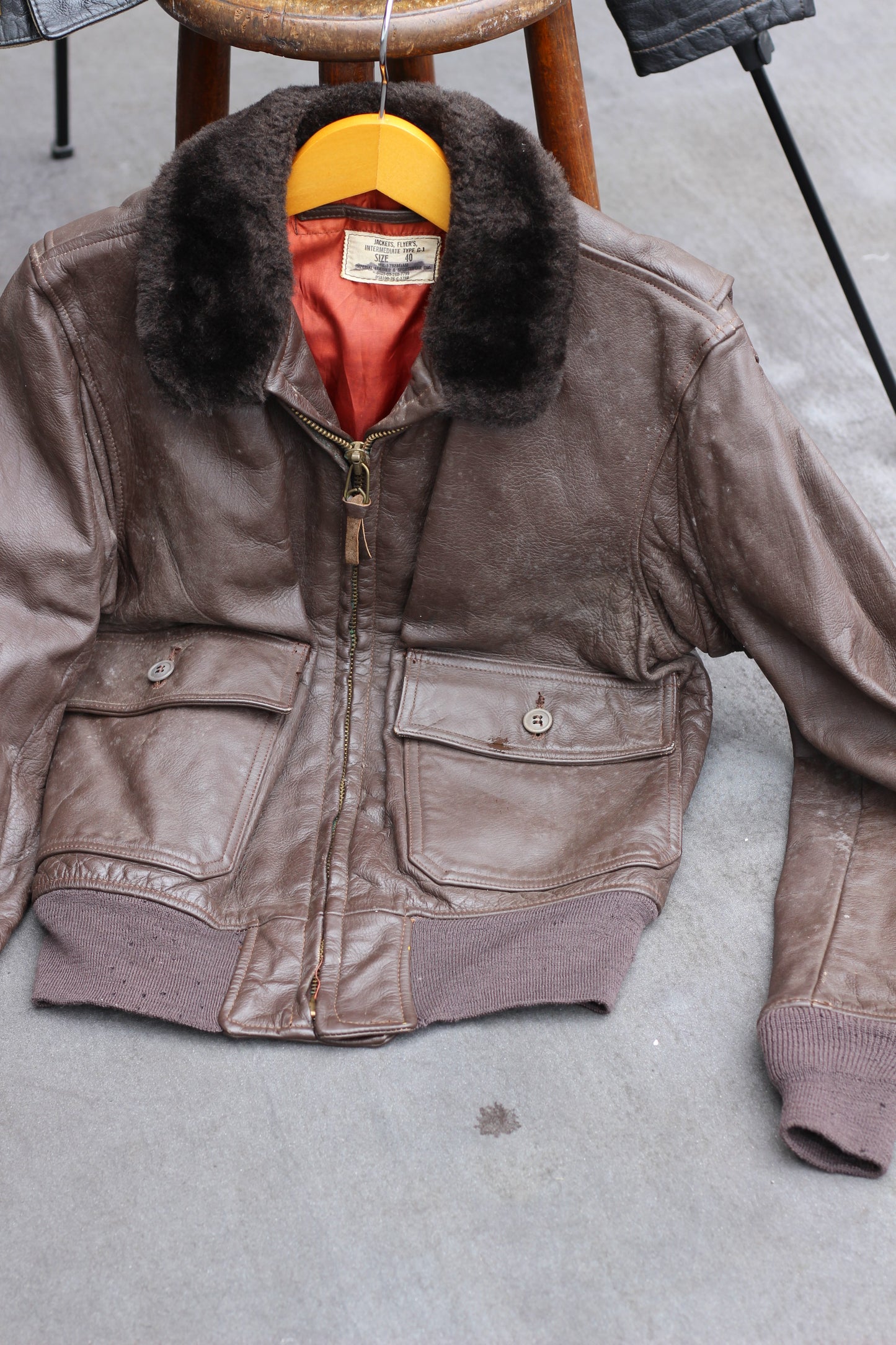 40's-50's Swedish Leather Motorcycle Jacket & G-1 Leather Jacket x2点