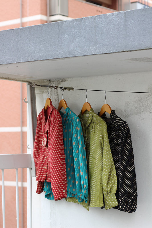 Vintage Design Dot Long Sleeve Blouse x7点