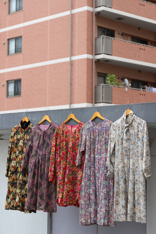 Vintage Flower Long Sleeve One-Piece x5点