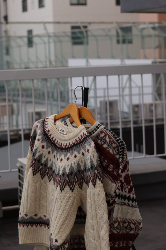 Men's 100% Alpaca Wool Nordic Design Knit x3点
