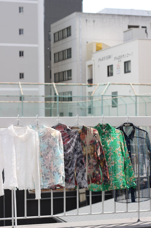 Vintage Sheer Design Long Sleeve Blouse x6点