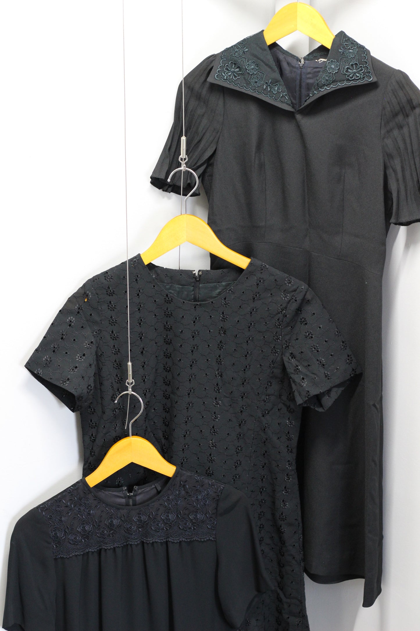 Vintage Black Embroidery Short Sleeve One-Piece x3点