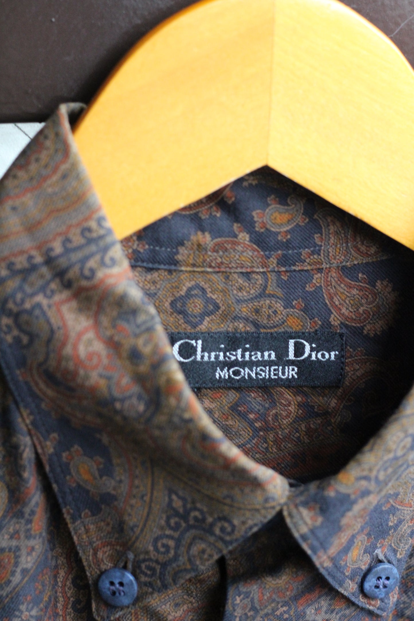 90's Hermes Carre Scarf Trim & Christian Dior Paisley Long Sleeve Shirt set x2点