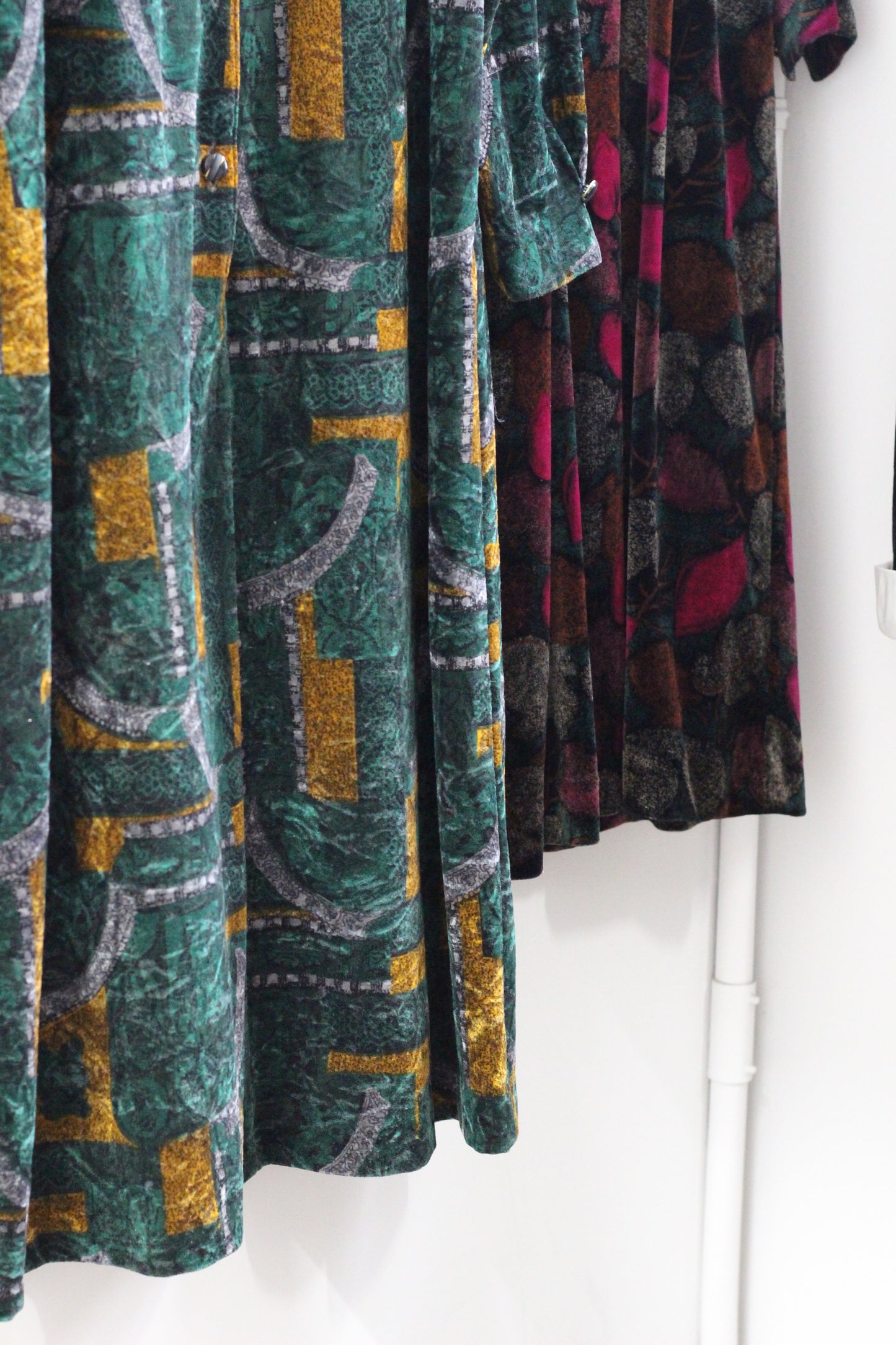Vintage Velour Design Long Sleeve One-Piece x3点