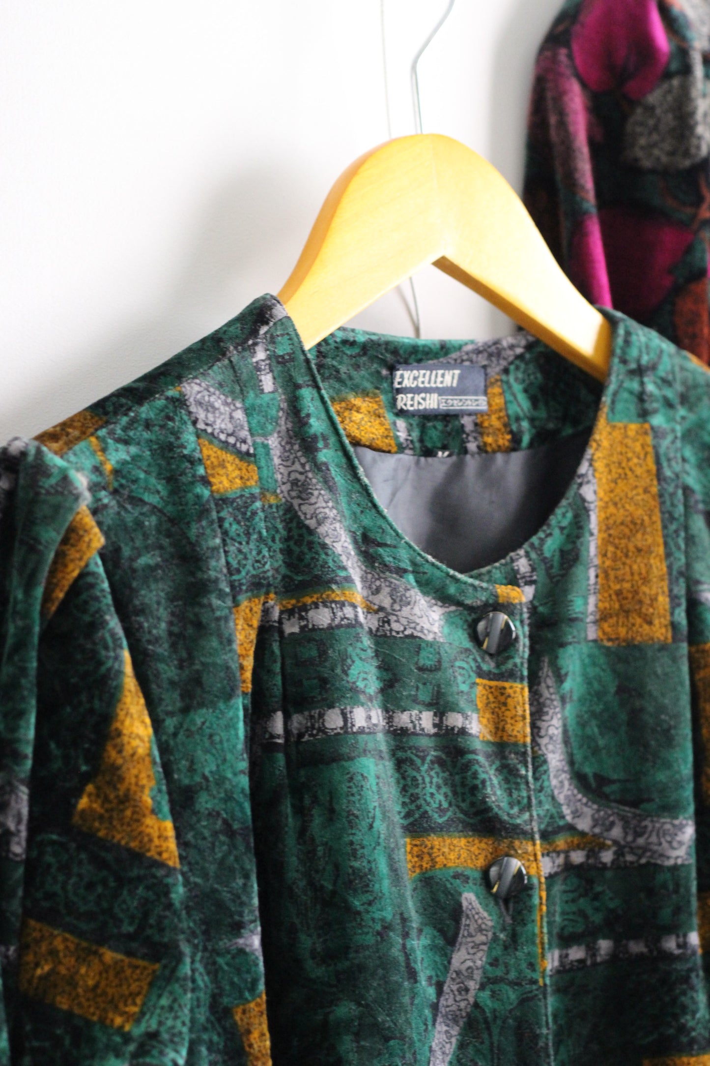 Vintage Velour Design Long Sleeve One-Piece x3点
