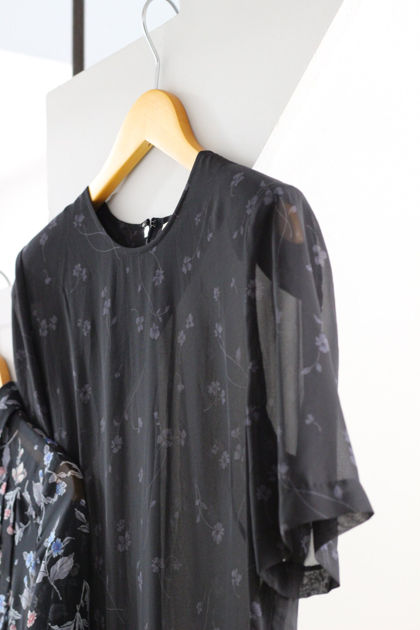 Vintage Black Navy Floral Short Sleeve One-Piece x4点