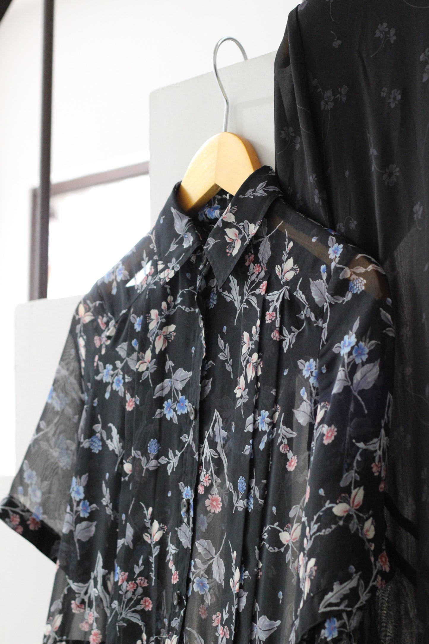 Vintage Black Navy Floral Short Sleeve One-Piece x4点