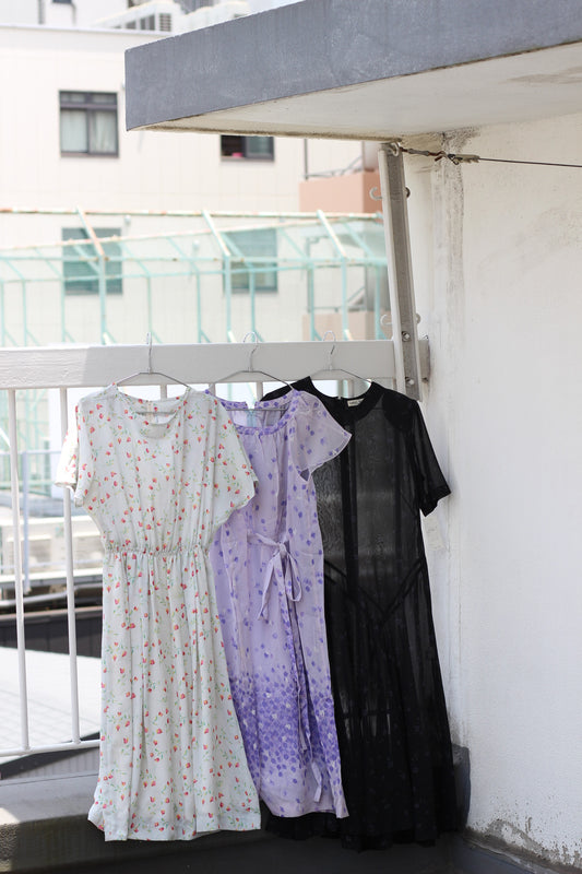 Vintage Floral Short Sleeve One-Piece x3点