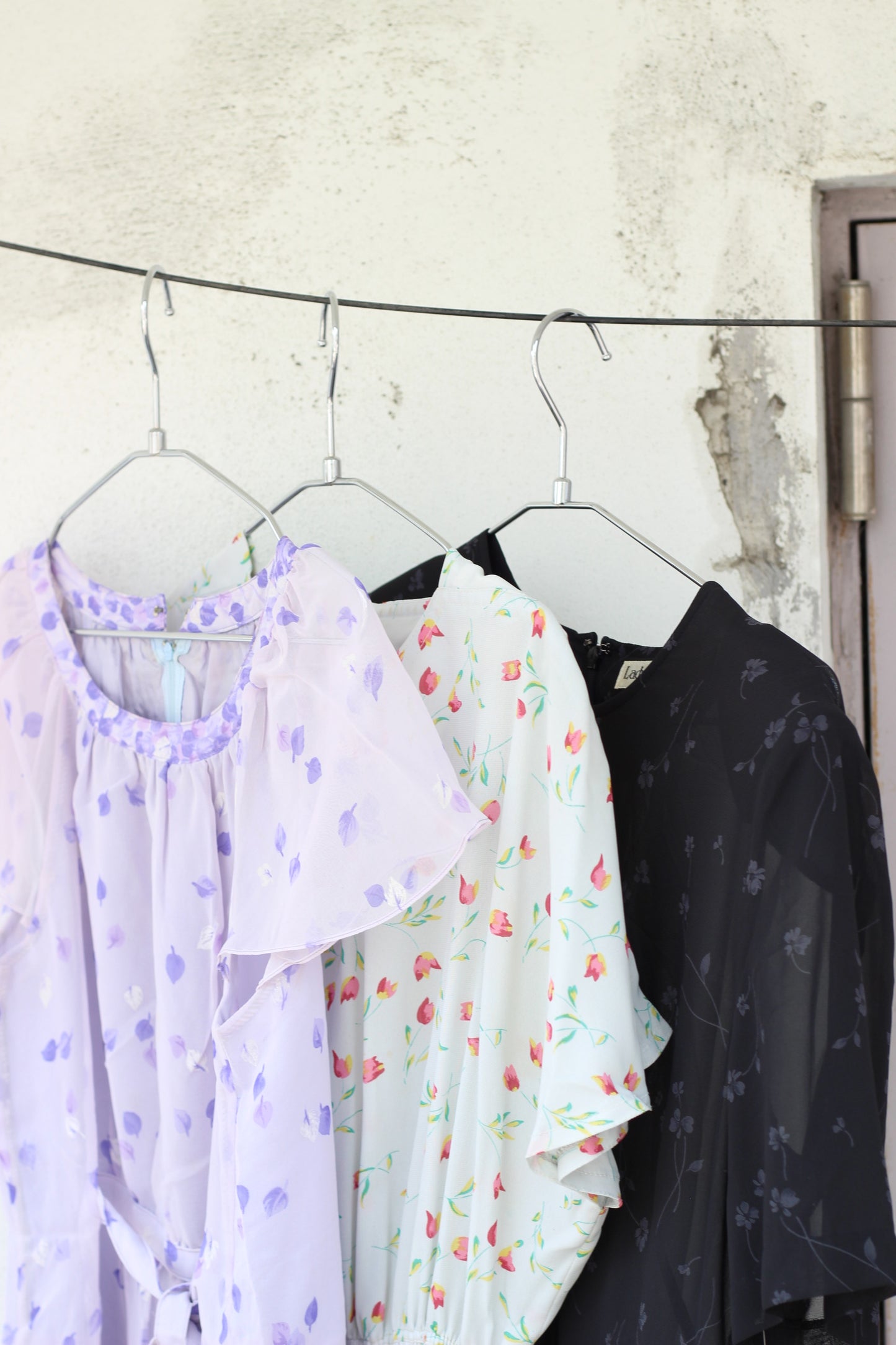 Vintage Floral Short Sleeve One-Piece x3点