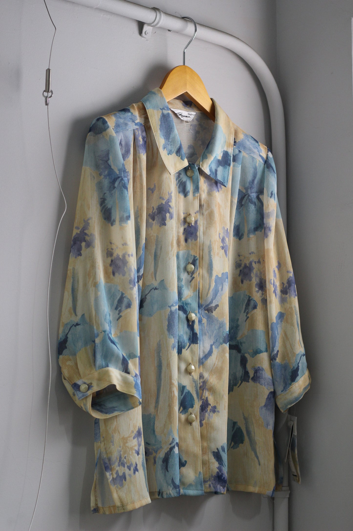 Vintage Flower Sheer Long Sleeve Blouse x2点