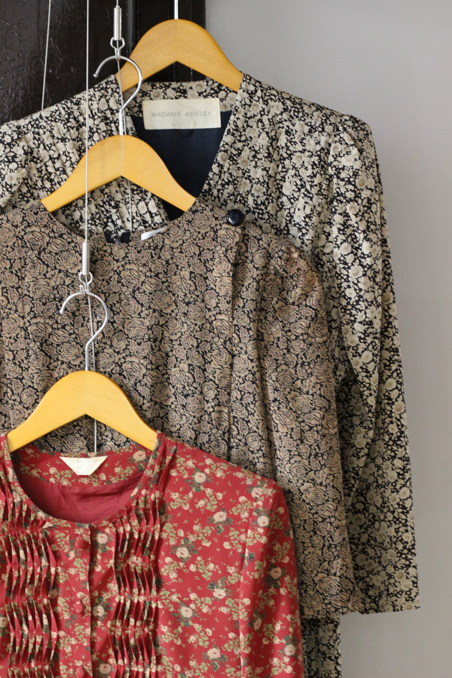 Vintage Retro Flower Long Sleeve One-Piece x3点