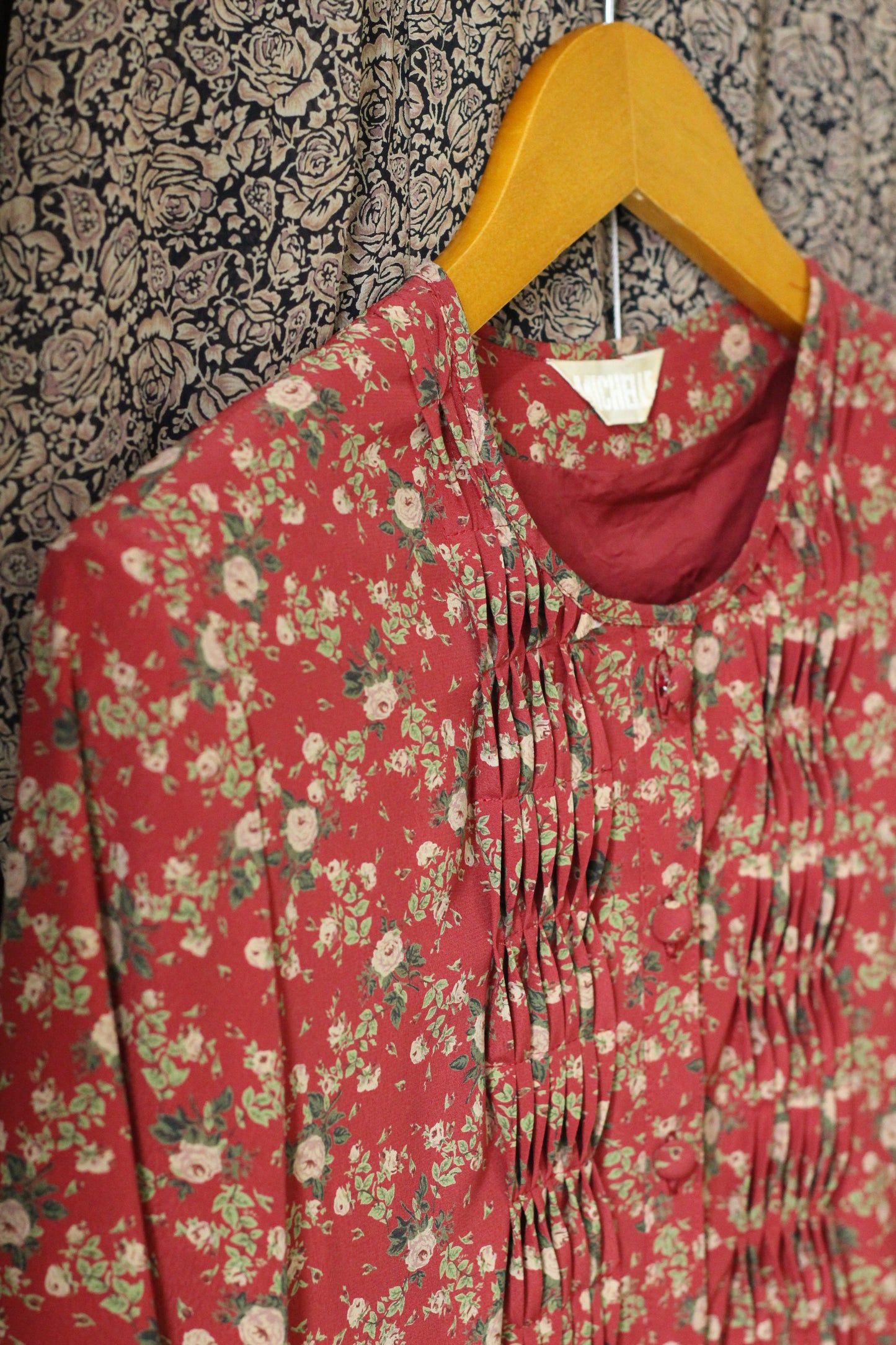 Vintage Retro Flower Long Sleeve One-Piece x3点