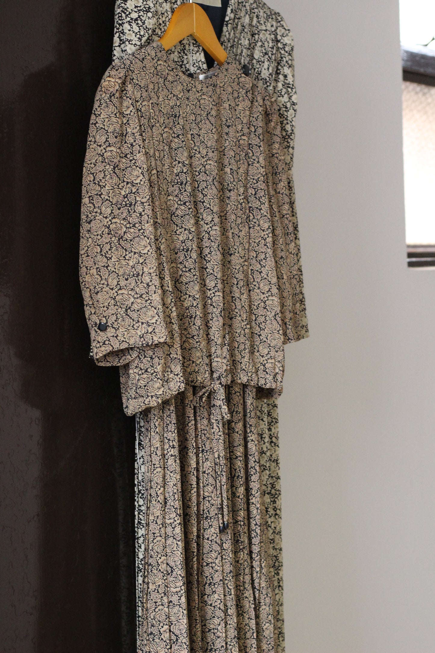 Vintage Retro Flower Long Sleeve One-Piece x3点