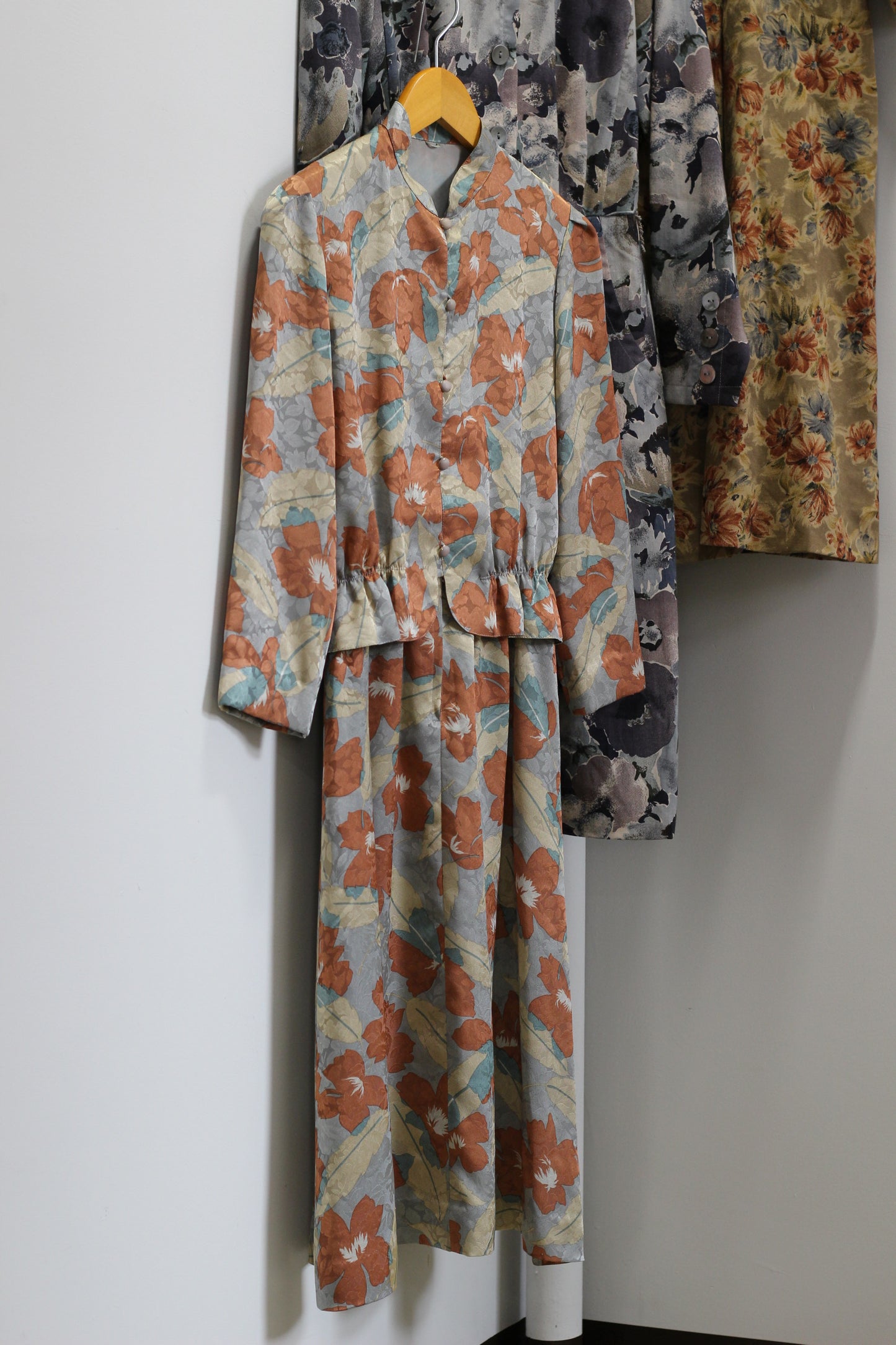 Vintage Flower Long Sleeve One-Piece x3点