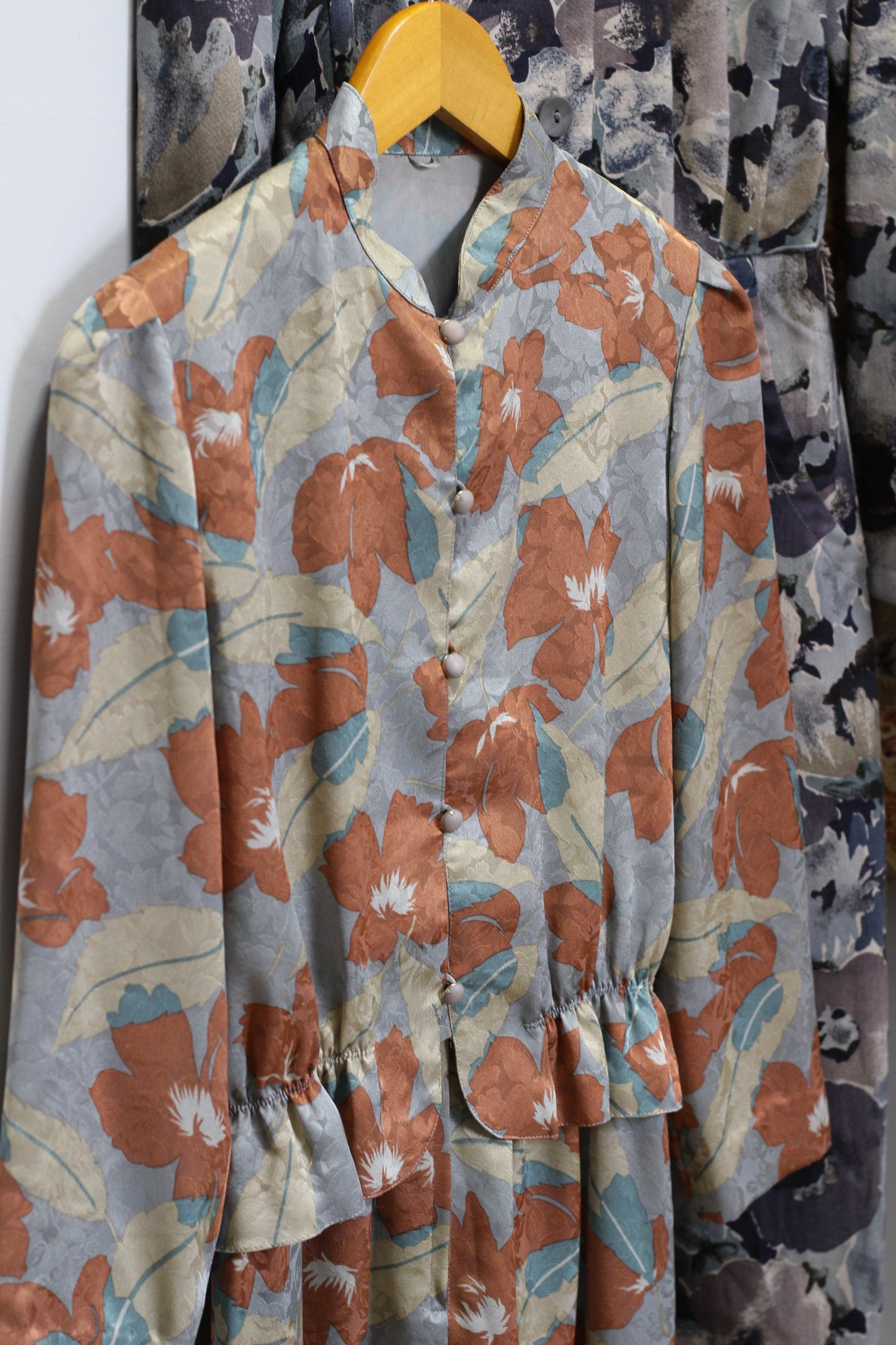 Vintage Flower Long Sleeve One-Piece x3点
