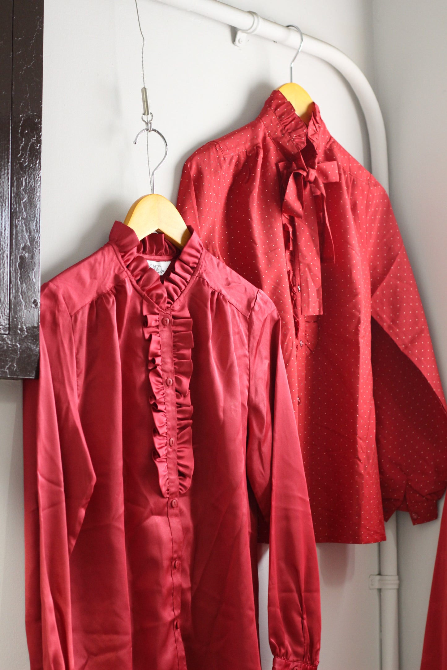 Vintage Red Design Long Sleeve Blouse x3点