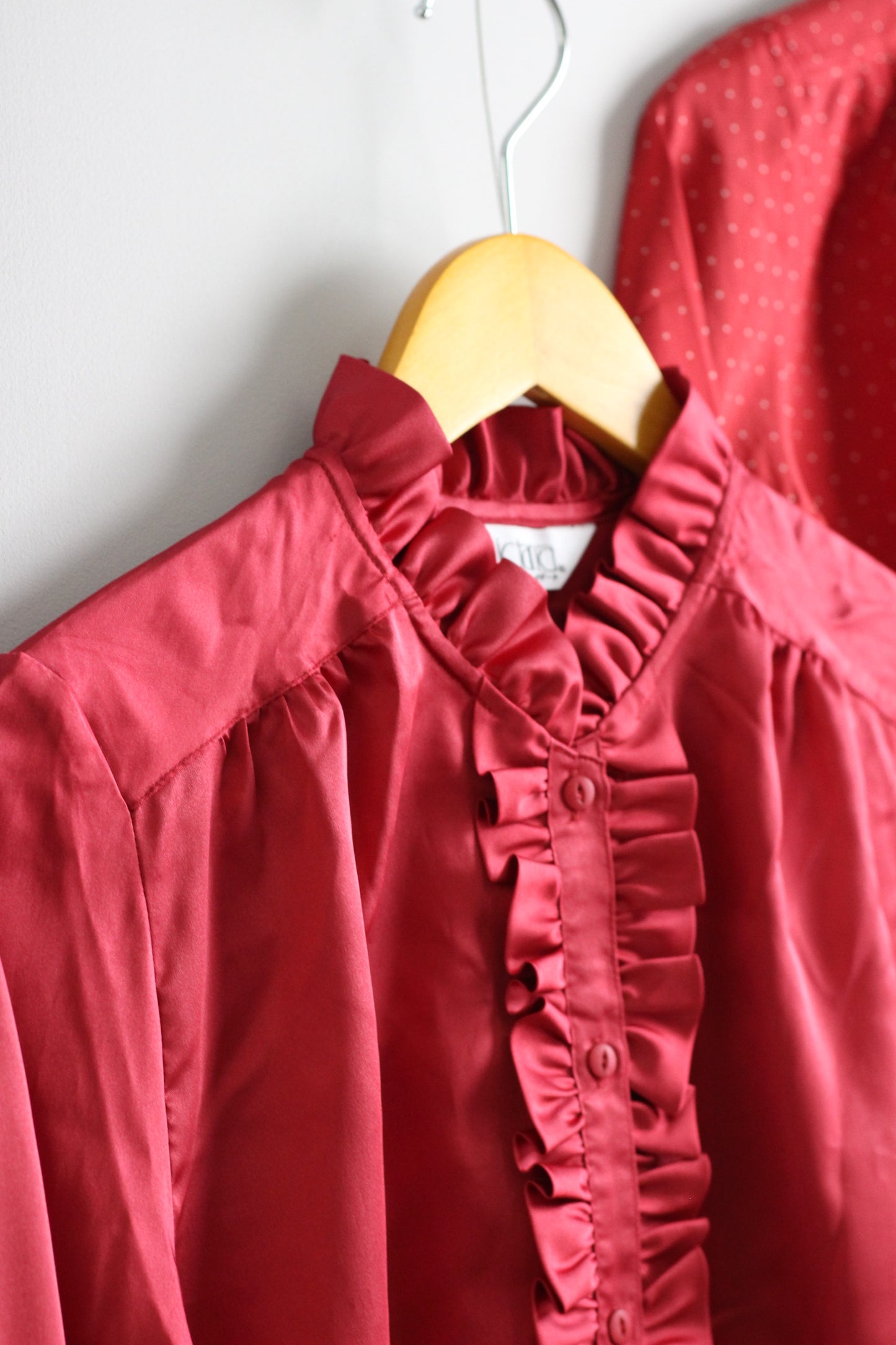 Vintage Red Design Long Sleeve Blouse x3点