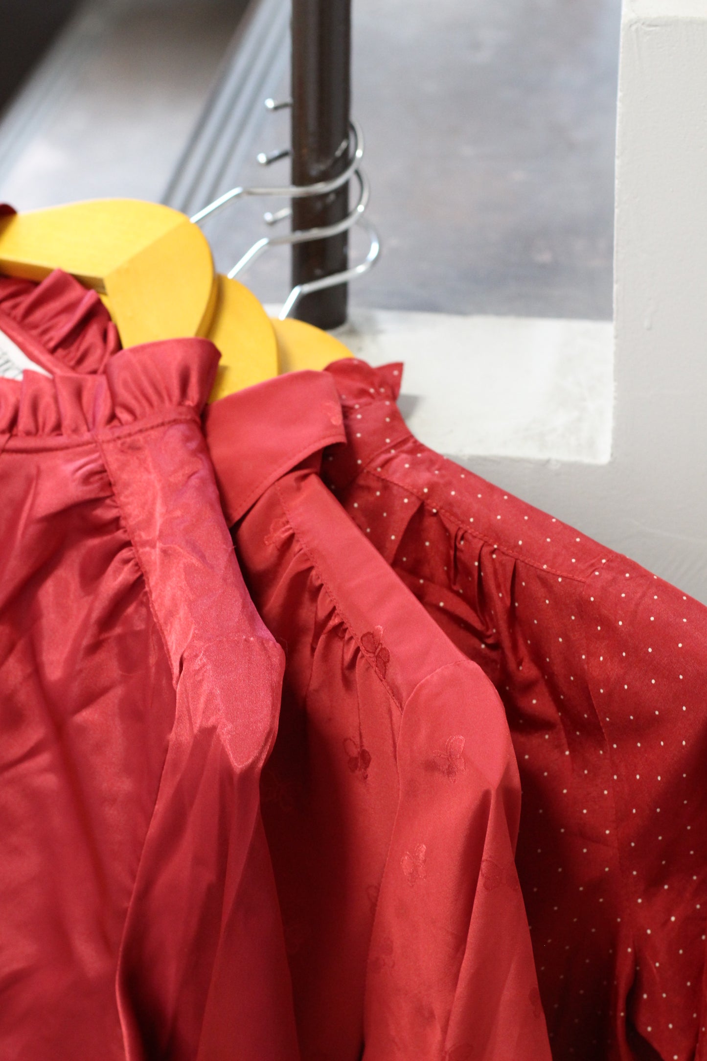 Vintage Red Design Long Sleeve Blouse x3点