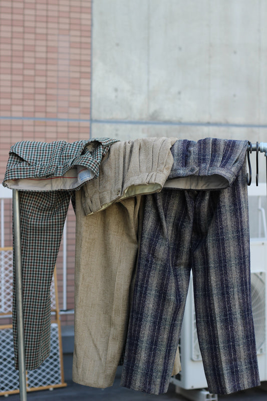 Men's vintage Check Design Bottoms x3点